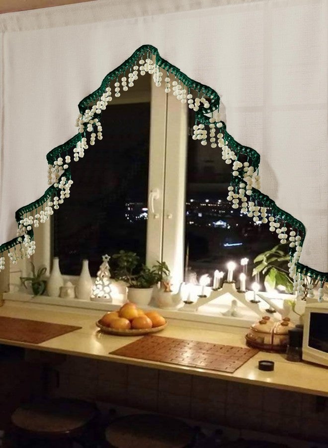 Estmy Boho Cute Christmas Tree Kitchen Curtain, White and Green, 47'W x 36'L, 1PCS - Image 2